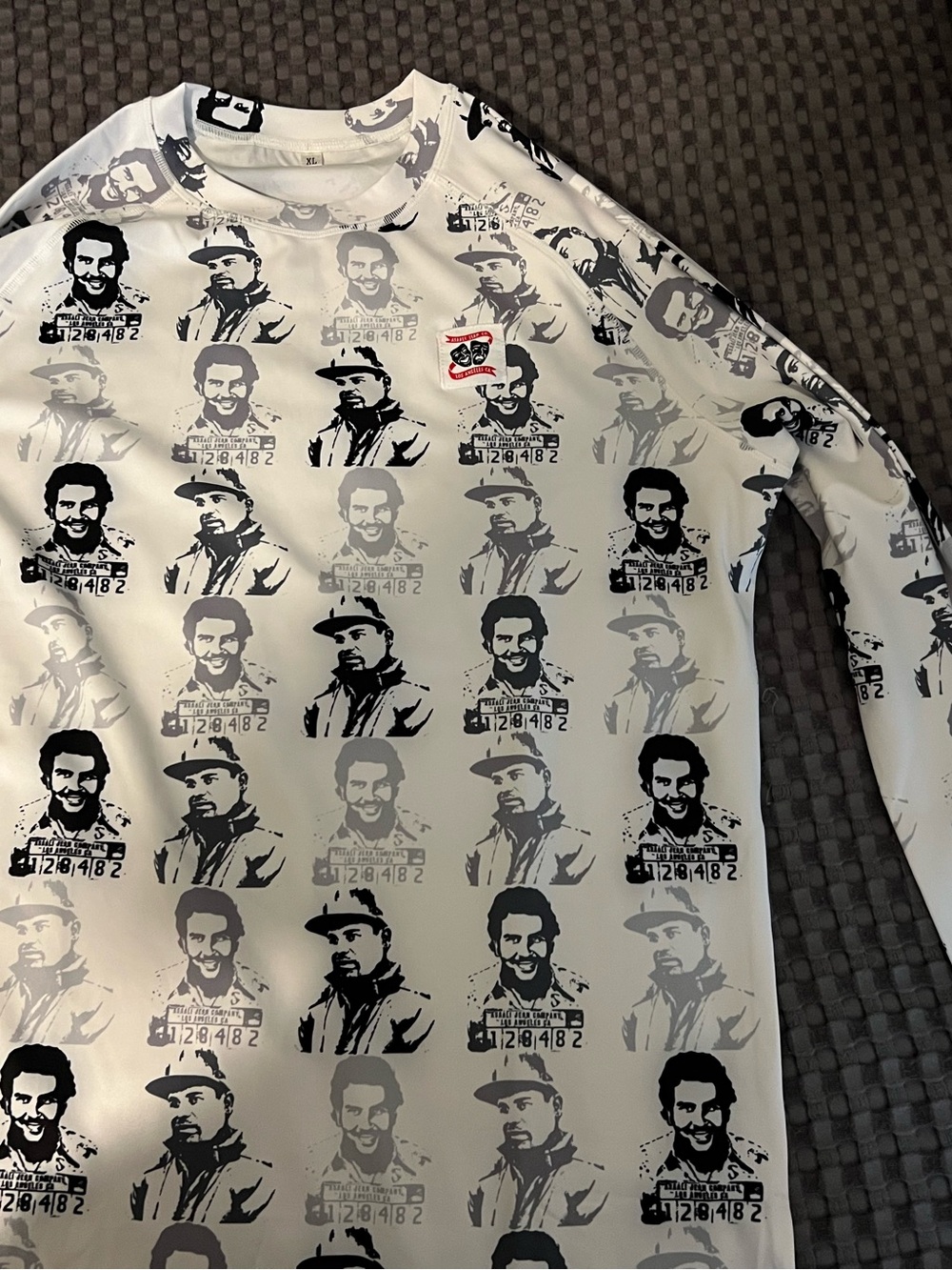 Men's White Long-Sleeve Graphic Print Shirt